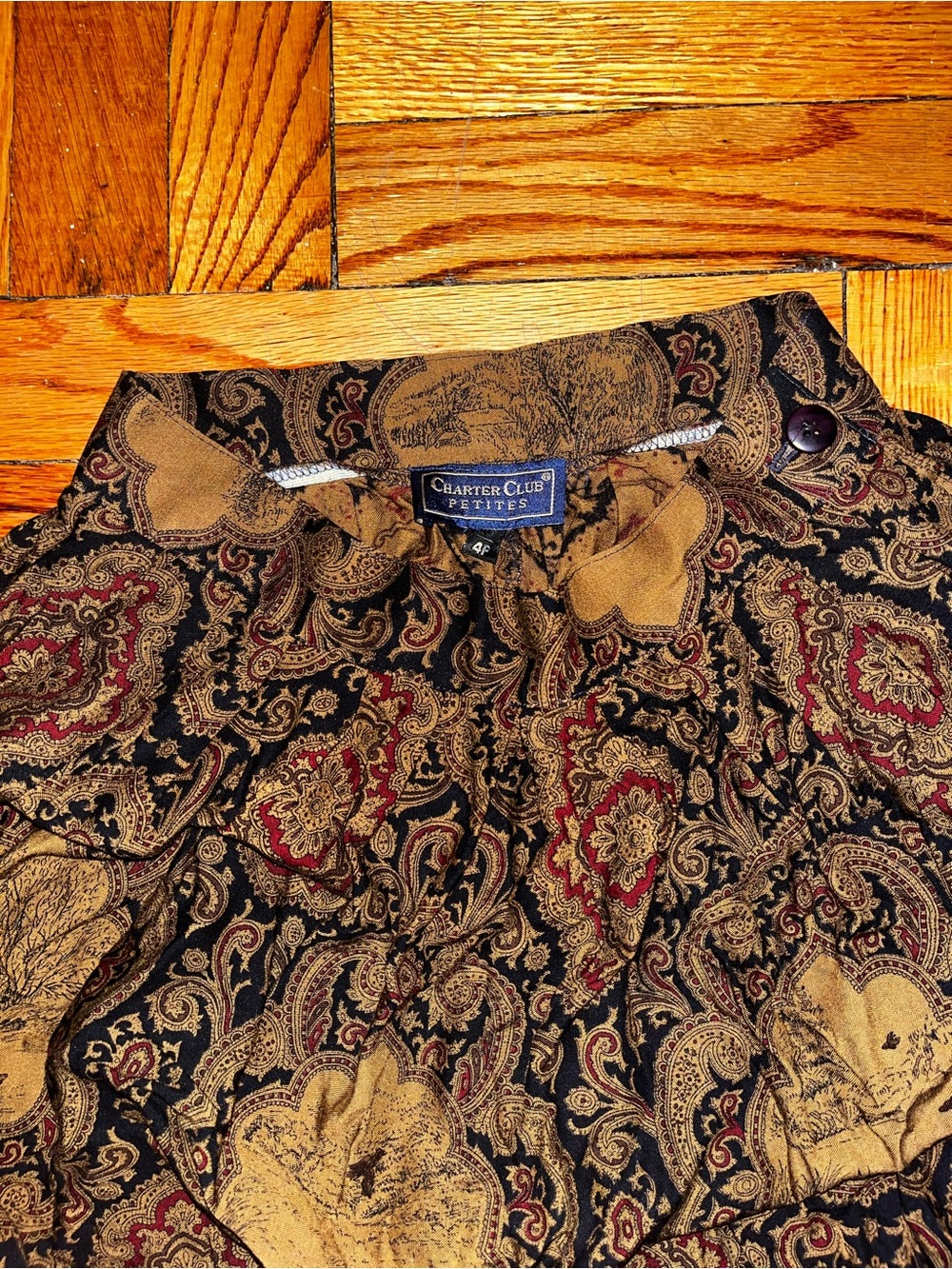 Charter Club Petite Paisley Midi Skirt in Black, Brown and Red